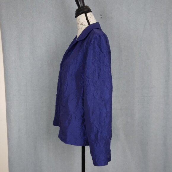 Chico’s | Blue Crinkle Jacket Front Hook Lightweight | Size L (12) - Picture 3 of 8